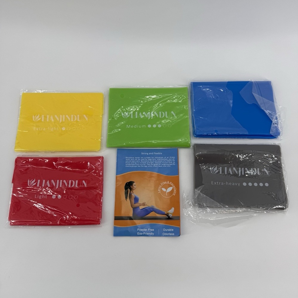 Lianjindun Elastic Stretch Bands for Pilates Fitness & Strength Training 5 Bands